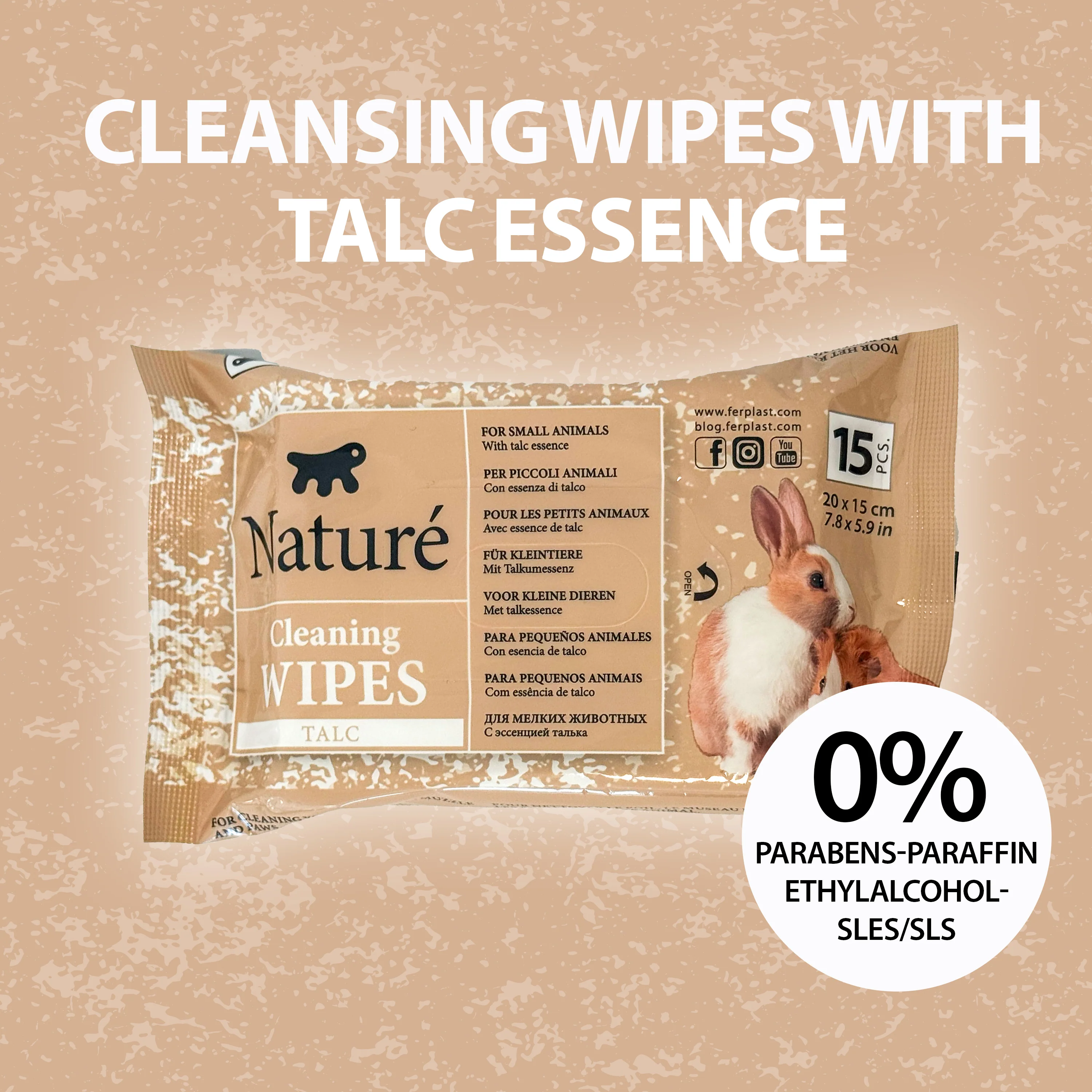 TALC WIPES FOR SMALL ANIMALS NATURÉ (X15) - Image 3